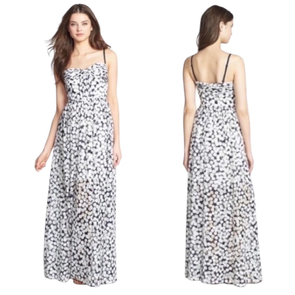 BETSEY JOHNSON BLACK WHITE MAXI STRAPLESS DRESS 6